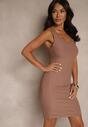 Brązowa Sukienka Typu Bodycon z Bawełną Neralissea