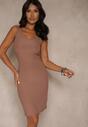 Brązowa Sukienka Typu Bodycon z Bawełną Neralissea
