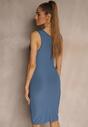 Niebieska Sukienka Typu Bodycon z Bawełną Neralissea