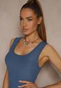 Niebieska Sukienka Typu Bodycon z Bawełną Neralissea