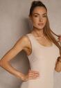 Beżowa Sukienka Typu Bodycon z Bawełną Neralissea