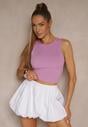 Jasnofioletowy Crop Top z Prążkowanego Materiału Nevonessa