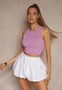 Jasnofioletowy Crop Top z Prążkowanego Materiału Nevonessa