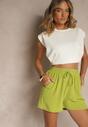 Zielone Szorty z Wiskozą High Waist Ozdobione Wiązaniem Milareia