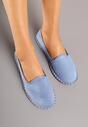 Jasnoniebieskie Casualowe Espadryle z Imitacji Zamszu z Ozdobnymi Przeszyciami Praffia
