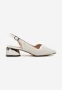 Białe Sandały Ażurowe na Słupku Slingback ze Skórzaną Wkładką Milionessa