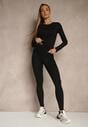Czarny Komplet Sportowy Legginsy i Top Typu Longsleeve Dorotia