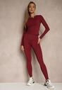 Bordowy Komplet Sportowy Legginsy i Top Typu Longsleeve Dorotia