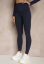 Granatowy Komplet Sportowy Legginsy i Top Typu Longsleeve Dorotia