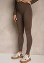 Brązowy Komplet Sportowy Legginsy i Top Typu Longsleeve Dorotia