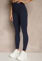 Granatowe Basicowe Legginsy High Waist Tofelia