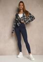 Granatowe Basicowe Legginsy High Waist Tofelia