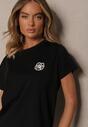 Czarny Bawełniany T-shirt z Naszywką Firavelle