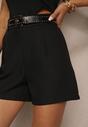 Czarne Szorty High Waist z Paskiem Linave