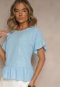Jasnoniebieska Bluzka Oversize Ozdobiona Falbanami Liriele