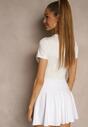 Biały Dopasowany T-shirt z Wiskozą o Kroju Crop Top Folaviela