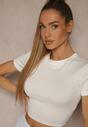 Biały Dopasowany T-shirt z Wiskozą o Kroju Crop Top Folaviela