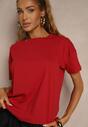 Bordowy Bawełniany T-shirt o Kroju Oversize Zilona