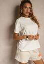 Beżowy Bawełniany T-shirt o Kroju Oversize Zilona