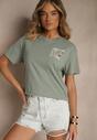 Ciemnozielony T-shirt z Bawełny o Kroju Oversize Fillinea