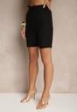 Czarne Klasyczne Szorty High Waist z Lnem Genalira