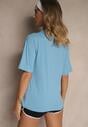 Niebiesko-Czarny Komplet T-shirt z Nadrukiem i Szorty w Sportowym Stylu Aravire