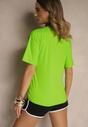 Zielono-Czarny Komplet T-shirt z Nadrukiem i Szorty w Sportowym Stylu Aravire