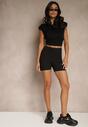 Czarne Szorty Typu Biker High Waist Ozdobione Marszczeniem Lilonea