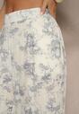 Beżowe Spodnie z Bawełny o Szerokim Kroju High Waist Tilressa
