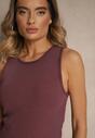 Fioletowa Prążkowana Sukienka z Bawełny Typu Bodycon Ralithia