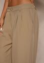 Brązowe Spodnie o Szerokim Kroju High Waist Dolarenna