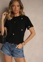 Czarny Bawełniany T-shirt z Motywem Serc Aramiraa