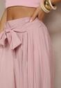 Różowe Wiskozowe Spodnie High Waist o Szerokim Kroju Aranisa