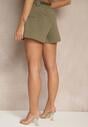 Zielone Szorty High Waist z Kieszeniami Typu Cargo Aloviane