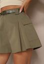Zielone Szorty High Waist z Kieszeniami Typu Cargo Aloviane