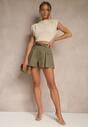 Zielone Szorty High Waist z Kieszeniami Typu Cargo Aloviane