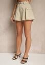 Beżowe Szorty High Waist z Kieszeniami Typu Cargo Aloviane