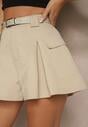 Beżowe Szorty High Waist z Kieszeniami Typu Cargo Aloviane
