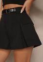Czarne Szorty High Waist z Kieszeniami Typu Cargo Aloviane