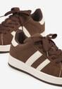 Brązowe Sneakersy Ozdobione Paskami Dolirenna