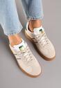 Beżowo-Zielone Klasyczne Sneakersy na Niewysokiej Platformie Terilee