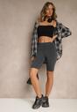 Granatowe Szorty Typu Kolarki High Waist Nalareine