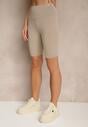 Beżowe Szorty Typu Kolarki High Waist Nalareine