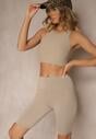 Beżowe Szorty Typu Kolarki High Waist Nalareine