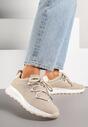 Beżowe Zamszowe Sneakersy z Wkładką ze Skóry Naturalnej Dolavienne
