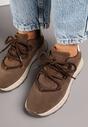 Brązowe Zamszowe Sneakersy z Wkładką ze Skóry Naturalnej Dolavienne