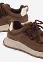 Brązowe Zamszowe Sneakersy z Wkładką ze Skóry Naturalnej Dolavienne