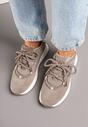 Ciemnobeżowe Zamszowe Sneakersy z Wkładką ze Skóry Naturalnej Dolavienne