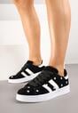 Czarne Sneakersy Ozdobione Haftowanymi Kwiatami i Paskami Malirelle