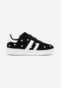 Czarne Sneakersy Ozdobione Haftowanymi Kwiatami i Paskami Malirelle